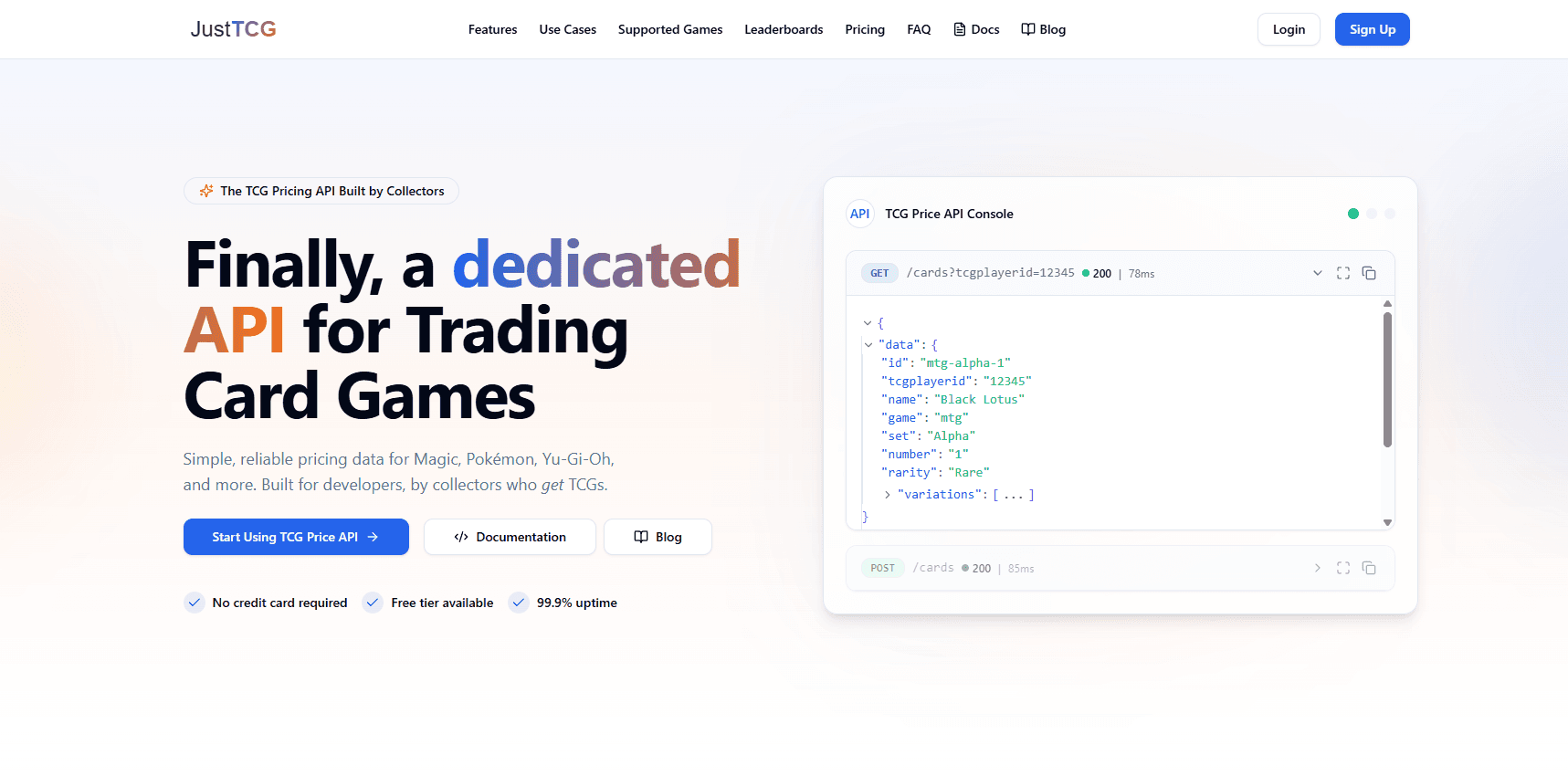 Introducing JustTCG: The Simple, Reliable TCG Pricing API for Developers